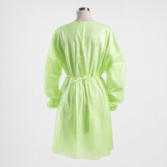 Rear product view of PLA/PBAT isolation gown