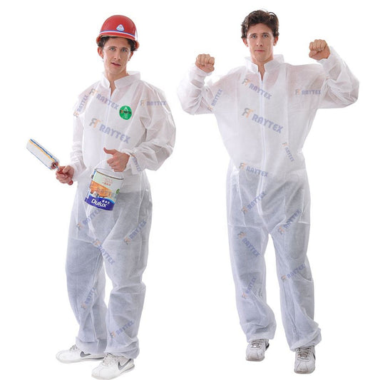 CE Certificate Disposable Polypropylene Coverall Disposable Overall With Collar Elastic at Cuffs