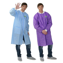 Wholesale Unisex Anti-Static SMS Disposable Adult Lab Coat Custom Logo Hospital Uniform Visitors Printed Medical Uniform OEM
