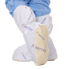 Custom Logo Accepted Disposable Durable Nonwoven PVC Sole Elastic Clean Room Application Safety Shoes Overalls