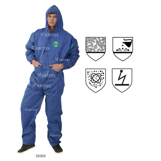 30303 Disposable Antistatic SMS Cleanroom Coverall Work Clothing Chemical Protection Safety Cleanroom Disposable Safety Clothing