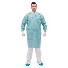 Wholesale Unisex Anti-Static SMS Disposable Adult Lab Coat Custom Logo Hospital Uniform Visitors Printed Medical Uniform OEM