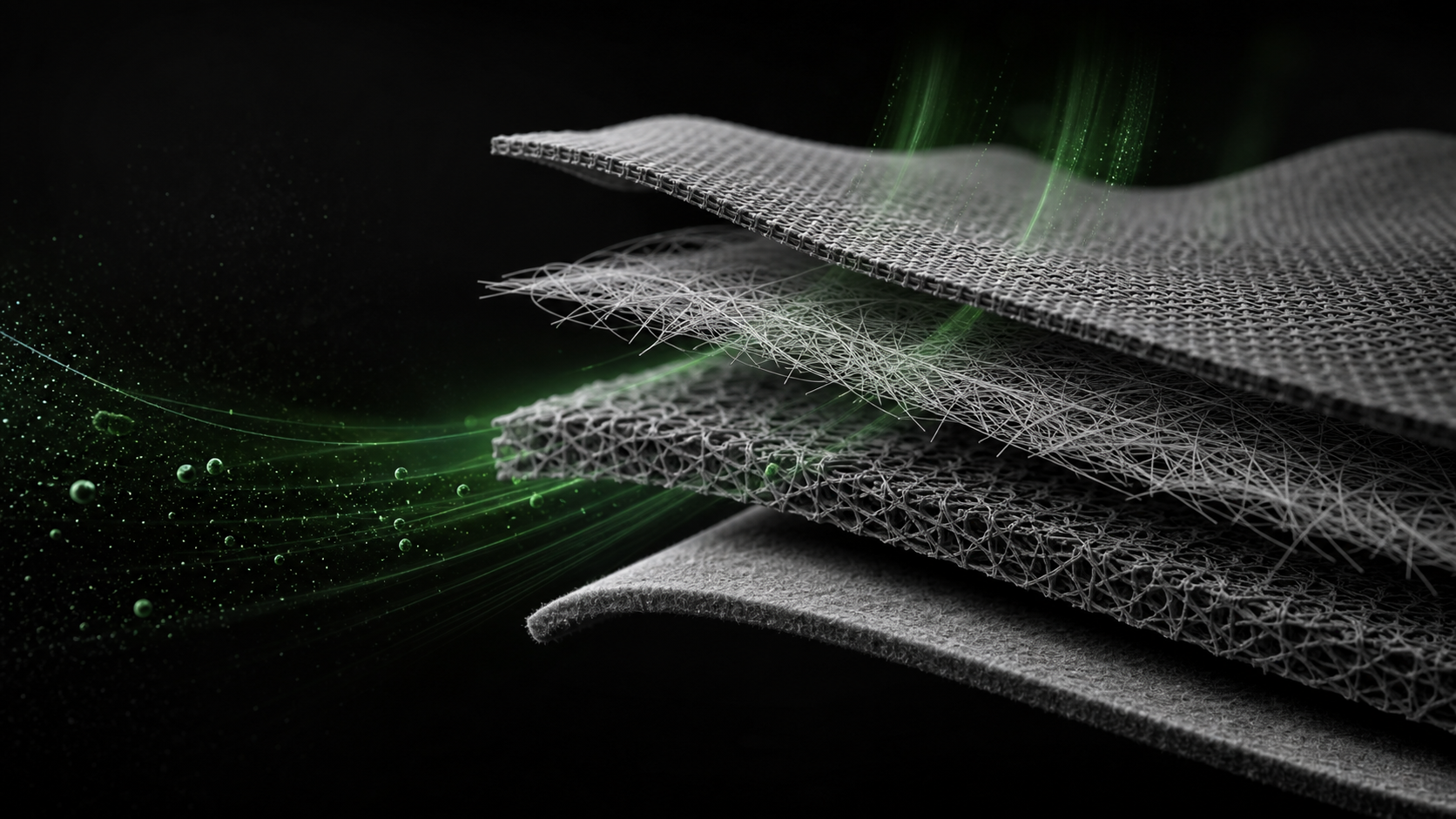 Conceptual visualization of layered nonwoven material