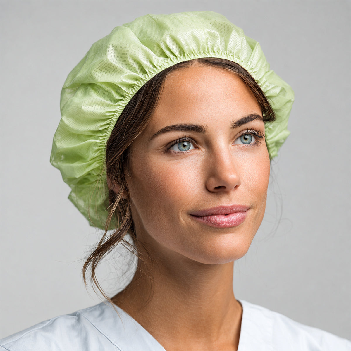 Clean-work support application with a PLA/PBAT bouffant cap