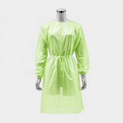 PLA/PBAT disposable isolation gown displayed on mannequin