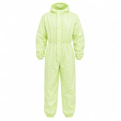 Green hooded coverall product display on white background