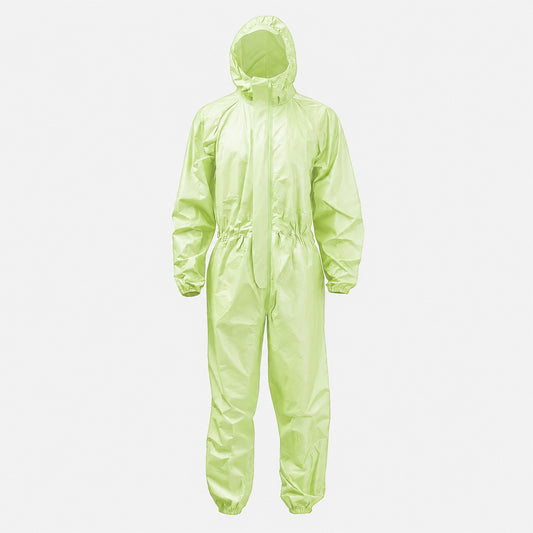 Green microporous disposable coverall front product view