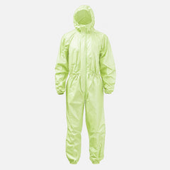 Green microporous disposable coverall front product view
