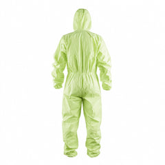 Green hooded coverall back product view on white