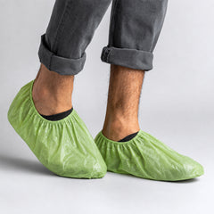 BioRAYGARD green disposable shoe covers with elastic ankle fit