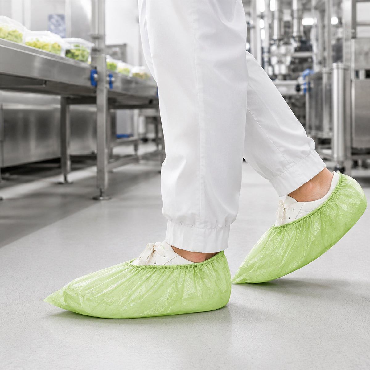 Green shoe covers used for controlled manufacturing support