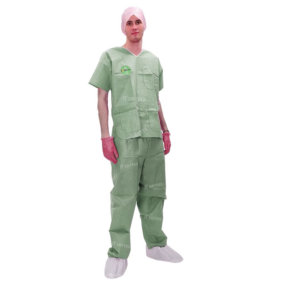 Disposable Unisex V-NECK Surgical Scrub Suits OEM ODM Hospital Uniforms Work Clothes for Doctors Nurses SMS Gown Scrub Sets