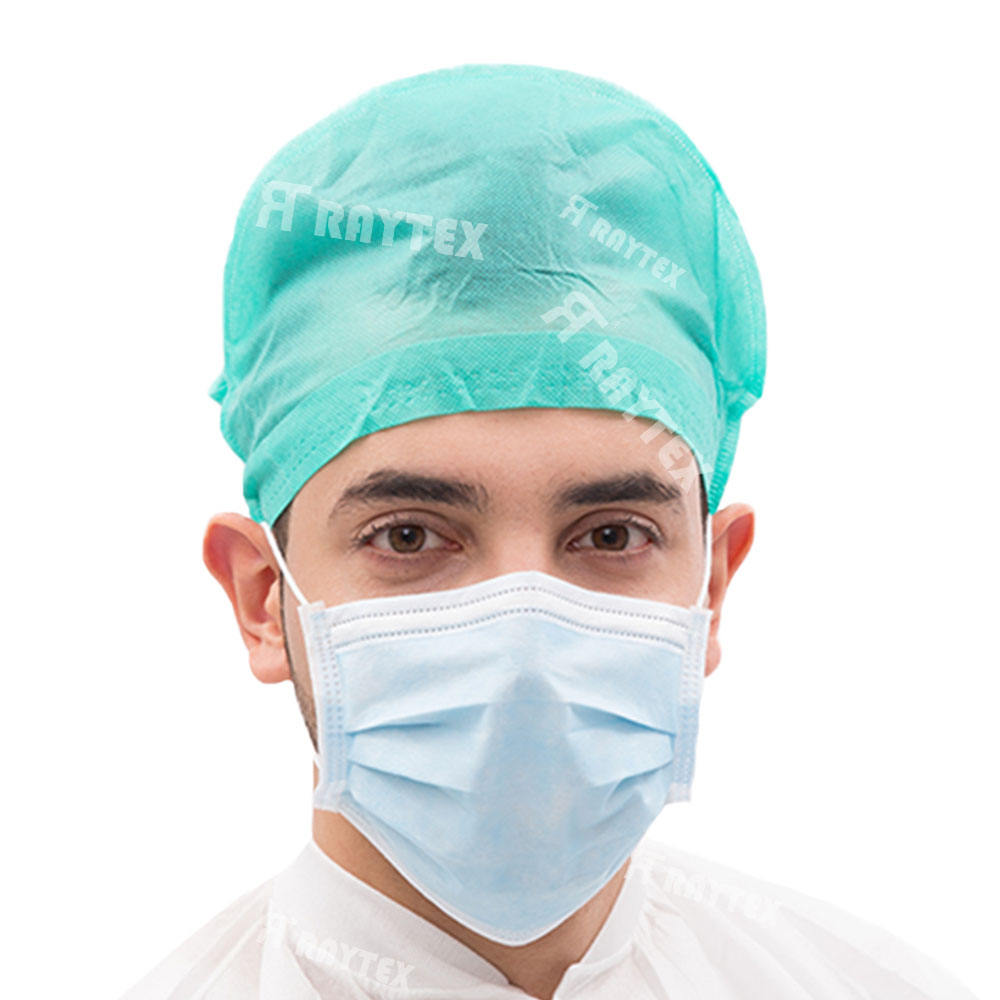 Unisex Disposable Non-Woven Blue Hair Net Surgical Hat Round Doctor Cap in SMS/PP Material