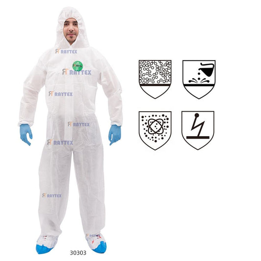 30303 Disposable Anti-Static Fire Retardant Safety Clothing Protective Biosecurity Suit Coverall Against Certain Light Liquids
