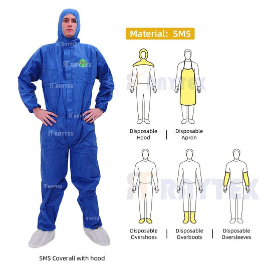 Fast Delivery Disposable Fire Retardant SMS Anti-Static Non-Woven Protective Coverall Type 5/6 Waterproof Safety Clothing