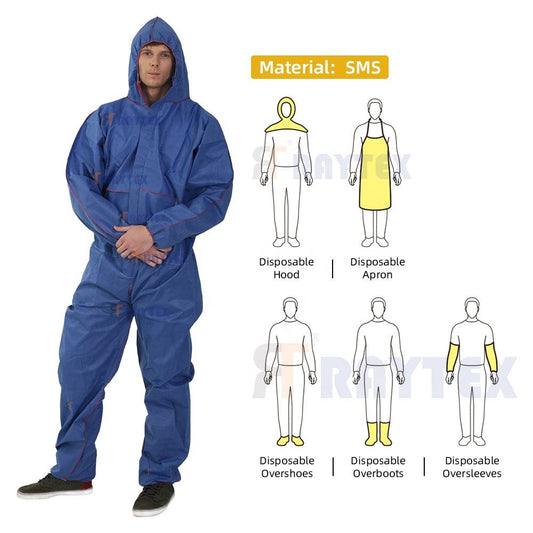 30303 Disposable Antistatic SMS Cleanroom Coverall Work Clothing Chemical Protection Safety Cleanroom Disposable Safety Clothing