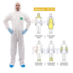 OEM Customized Size Disposable Sanitary Work Clothes Coverall Suit with Hood Full Body Protection PPE Safety Clothing