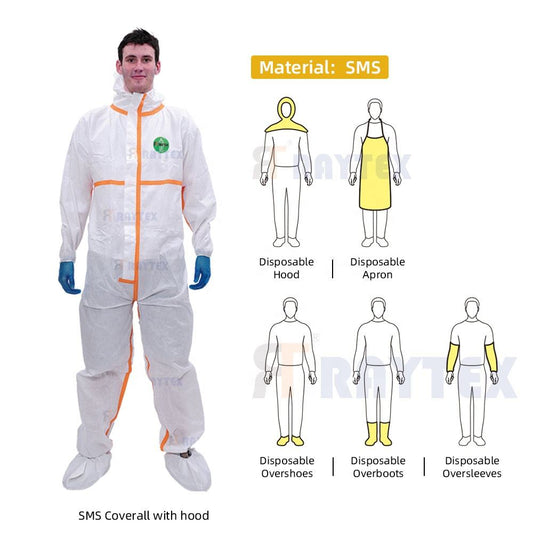 Disposable Industrial Cleanroom Jumpsuit 30323 Anti-Static Safety Clothing SMS Material Medical Purposes Coverall