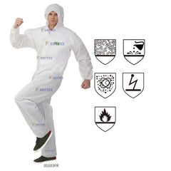 30303 CE Certified Disposable Protective Suit Work Clothing High Protection Hazardous Chemicals Light Liquids SMS Splashes