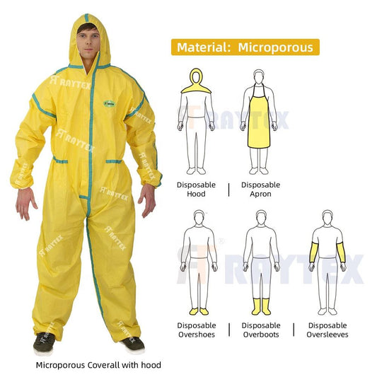 30223 RAYTEX Hot Sale Anti-Static Disposable PPE Coverall Suit EN14126 Compliant Non-Woven Microporous Cleanroom CE Safety
