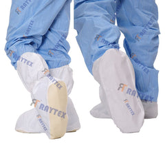 Custom Logo Accepted Disposable Durable Nonwoven PVC Sole Elastic Clean Room Application Safety Shoes Overalls