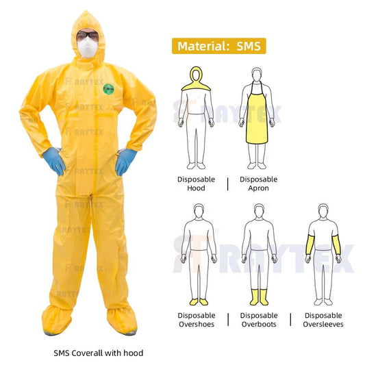 RAYCHEM 5000 Type 3B/4B/5B/6B Disposable Safety Clothing Coverall Light Spray Solid Particles for Chemical Protection Industrial