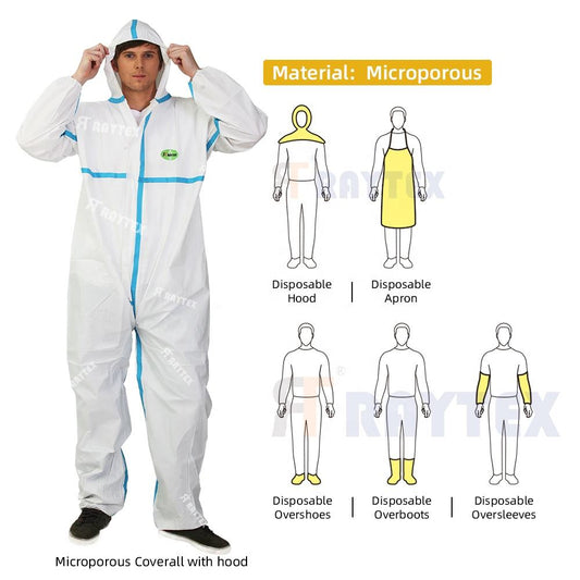 Comfortable Type 5/6 Protective Disposable Coverall against Chemicals FR Primary Coverall Made of Microporous Material