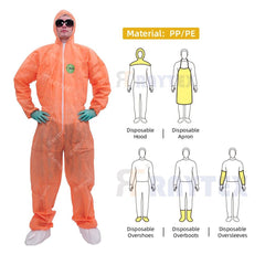 OEM Customized Size Disposable Sanitary Work Clothes Coverall Suit with Hood Full Body Protection PPE Safety Clothing