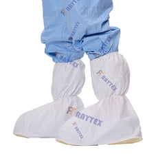 Custom Logo Accepted Disposable Durable Nonwoven PVC Sole Elastic Clean Room Application Safety Shoes Overalls