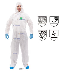 30303 Disposable Antistatic SMS Cleanroom Coverall Work Clothing Chemical Protection Safety Cleanroom Disposable Safety Clothing