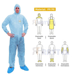 OEM Customized Size Disposable Sanitary Work Clothes Coverall Suit with Hood Full Body Protection PPE Safety Clothing
