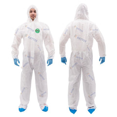 SMS 45g Protective Coverall with Hood 30303 Water-Proof Designed to Shield against Light Liquids and Hazardous Dusts
