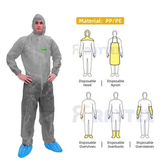 OEM Customized Size Disposable Sanitary Work Clothes Coverall Suit with Hood Full Body Protection PPE Safety Clothing