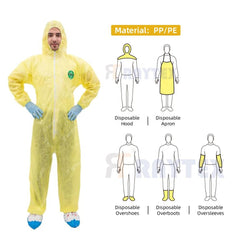 30003 OEM Custom Logo PPE Coverall Safety Workwear Disposable Protective PP/PE Clothing Water-Proof Cleanroom Clothing